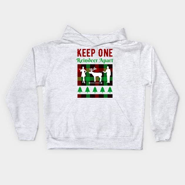 Keep One Reindeer Apart Xmas Gift Kids Hoodie by davidisnoartist